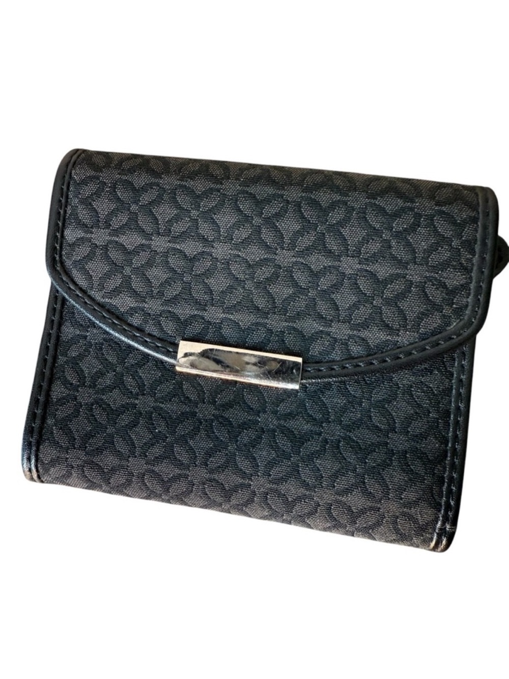 RELIC Black Grey Floral Wallet Fold Up Bifold Trifold Snap Coin